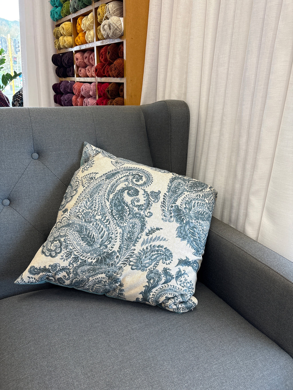 Sage Goods cushion - Paisley Linen & Velvet