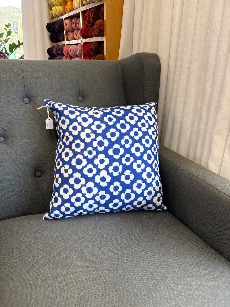 Sage Goods cushion - bright blue flowers