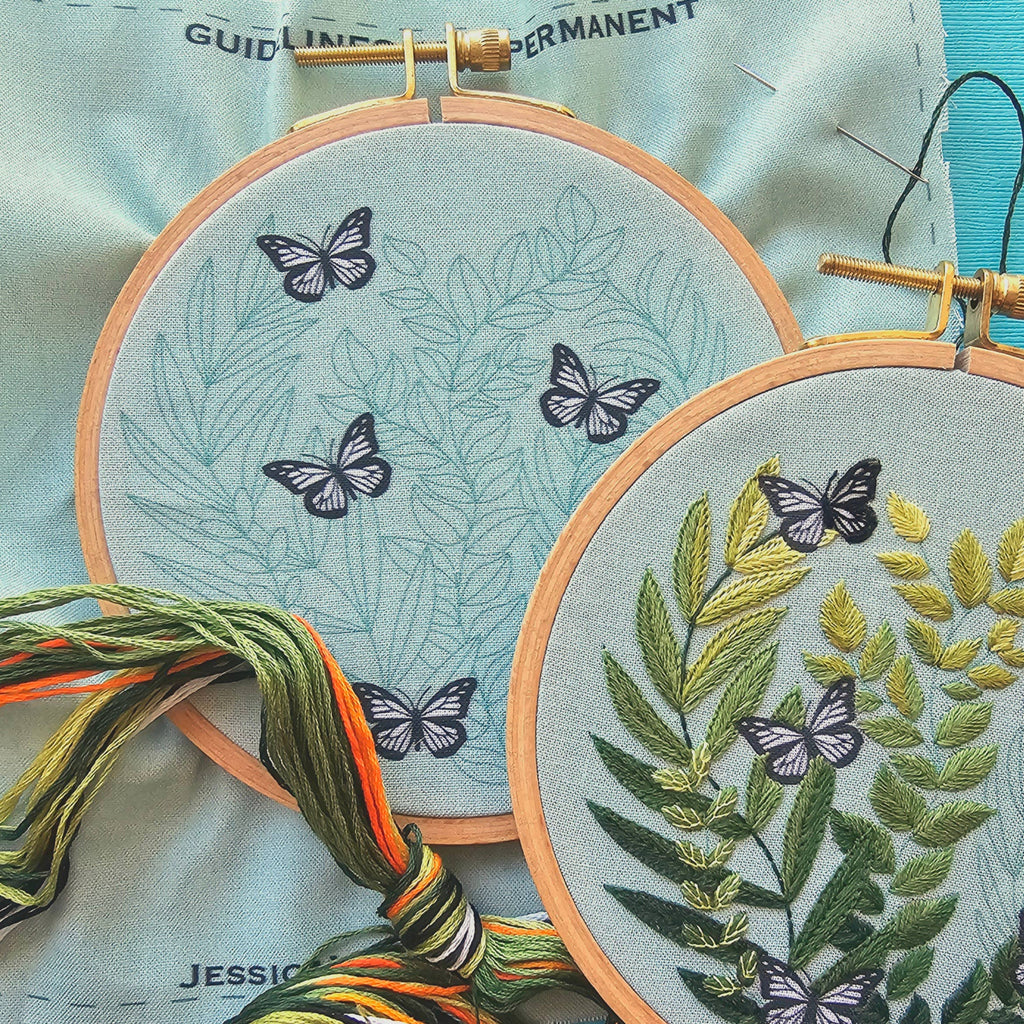 "Love Grows" butterfly hand embroidery kit