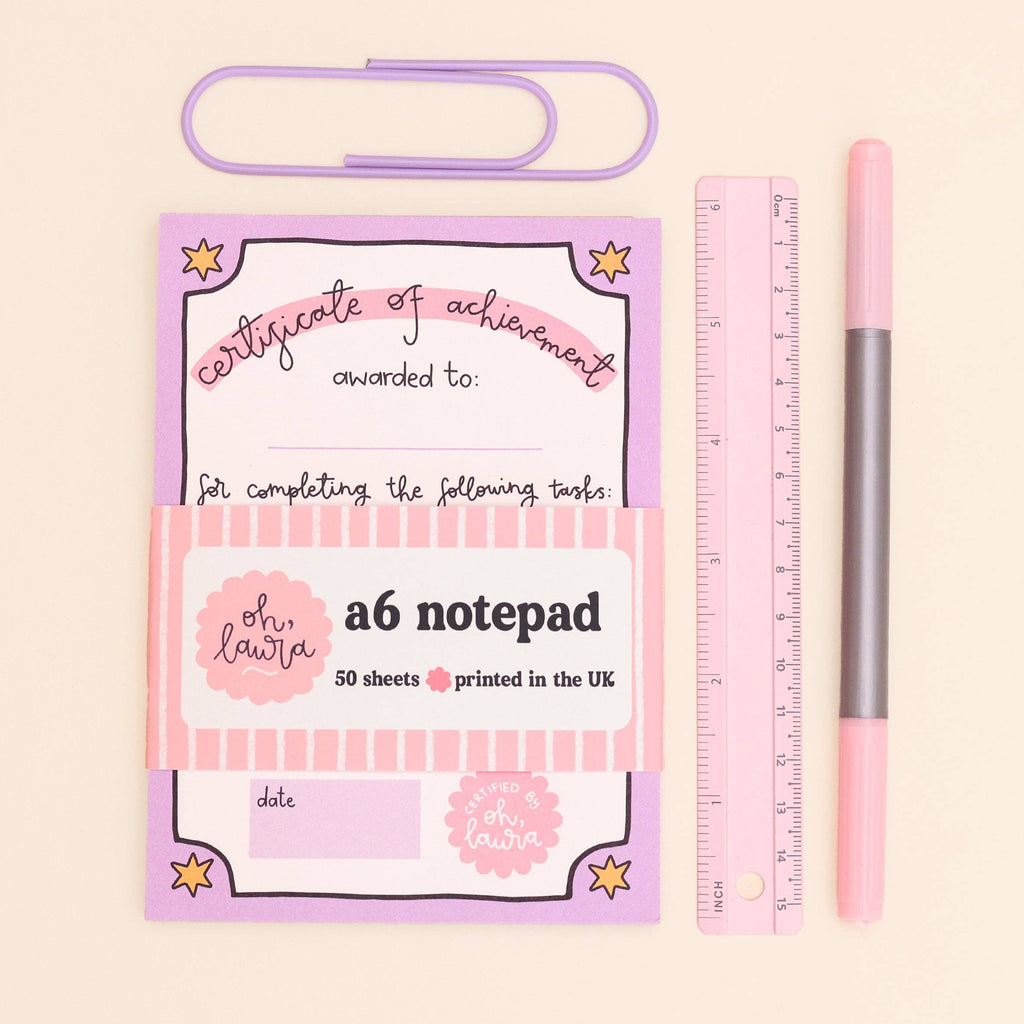 Oh, Laura A6 Notepad - Certificate