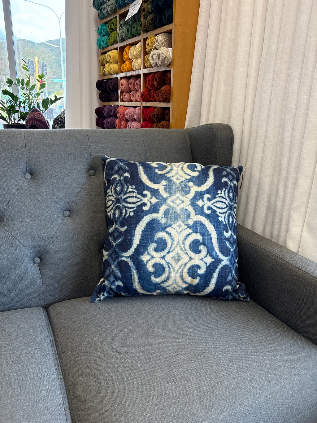 Sage Goods cushion - linen and velvet blue