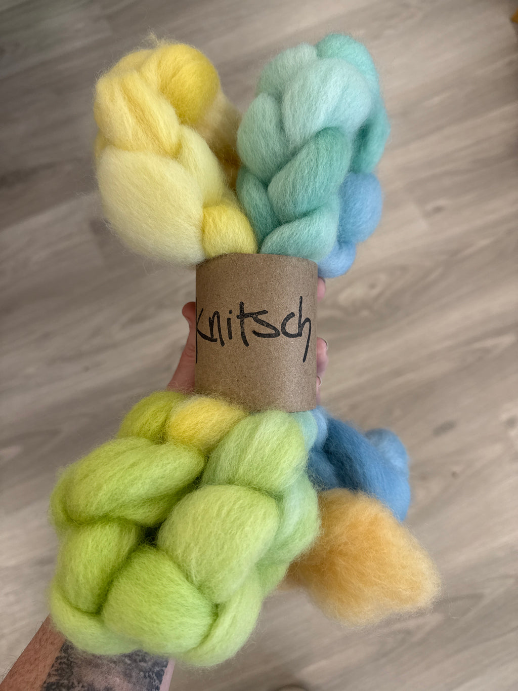 Knitsch hand-dyed Corriedale fibre - Spring Rain