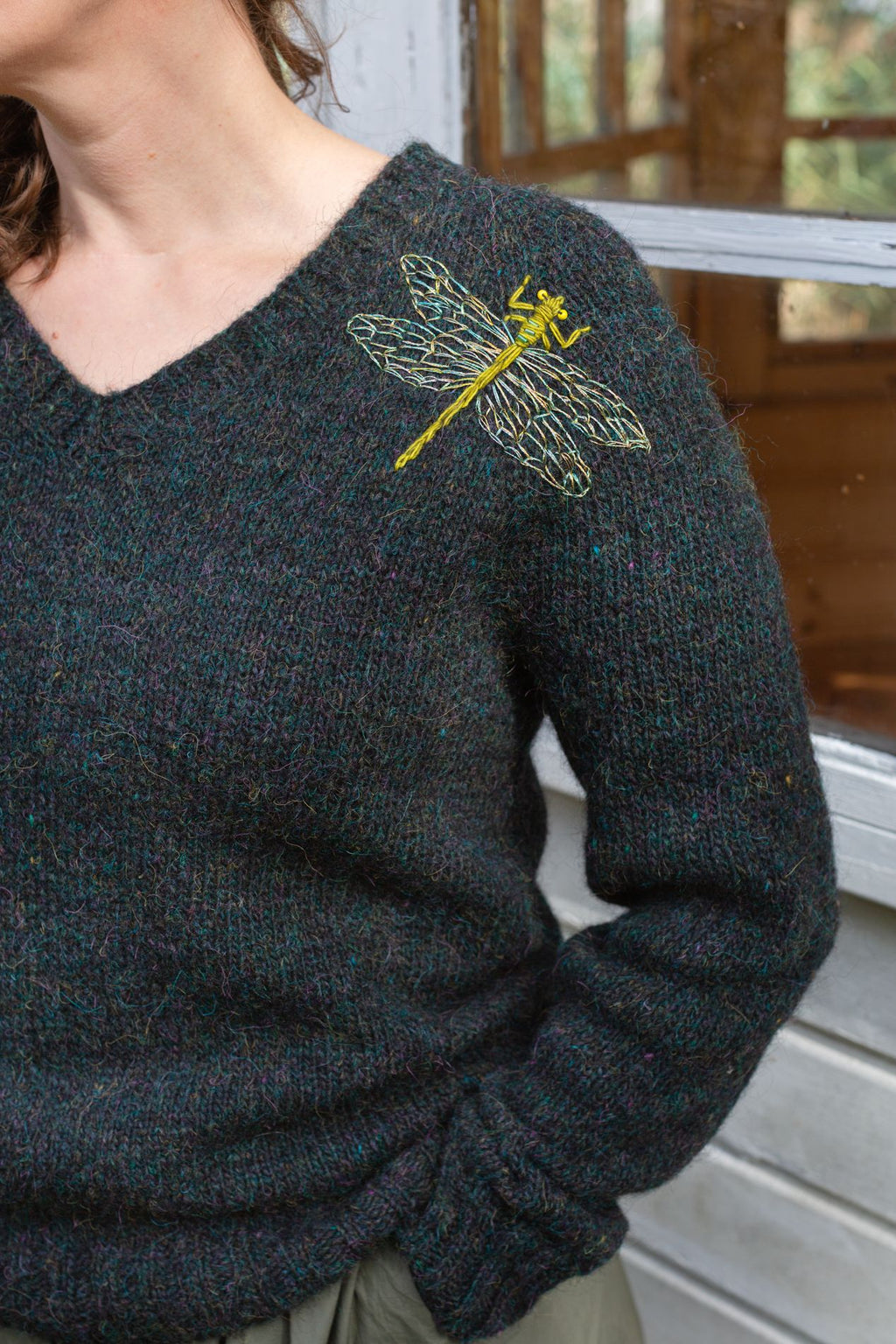 Embroidery on knits - dragonfly