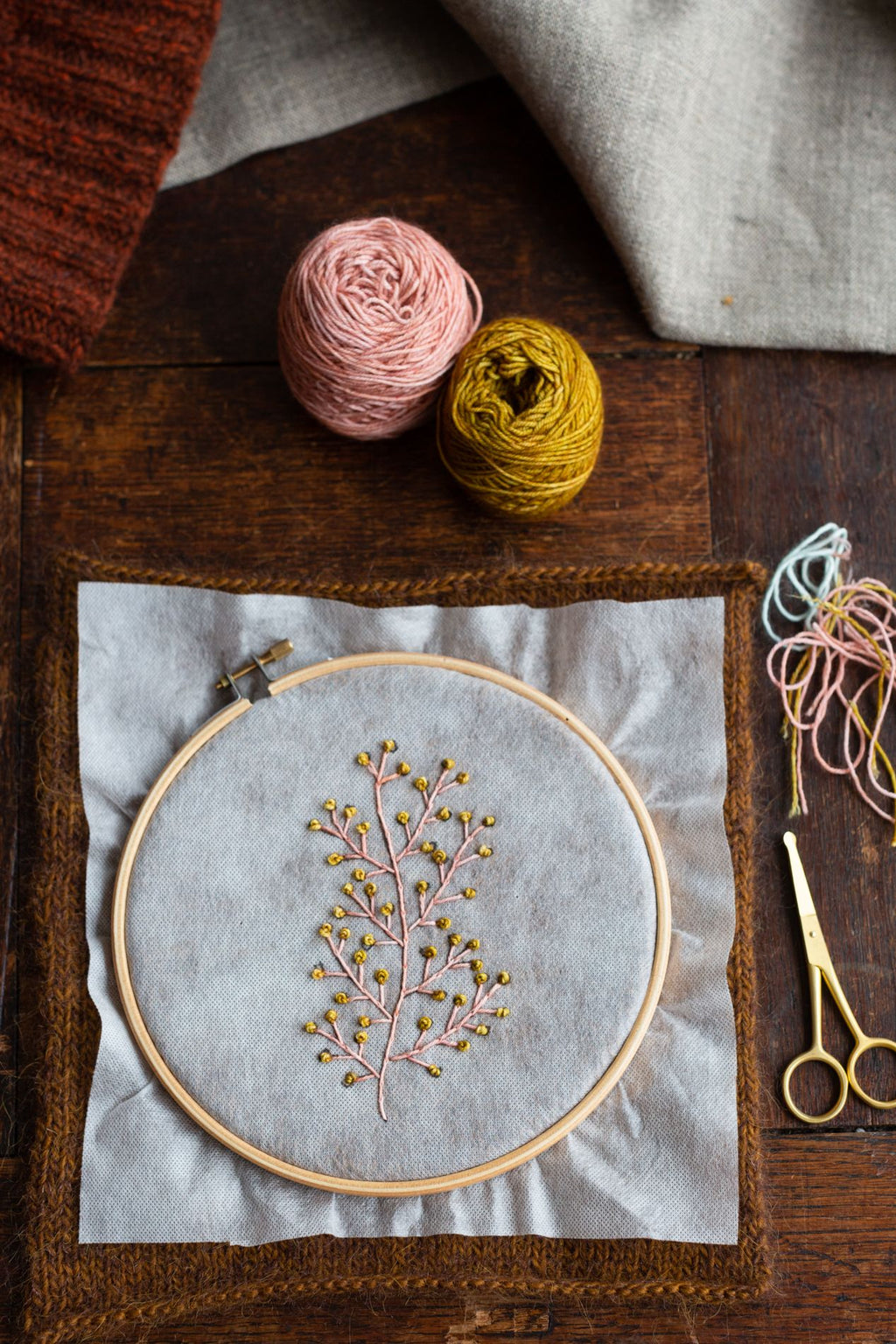 Embroidery on knits - embroidery hoop sample