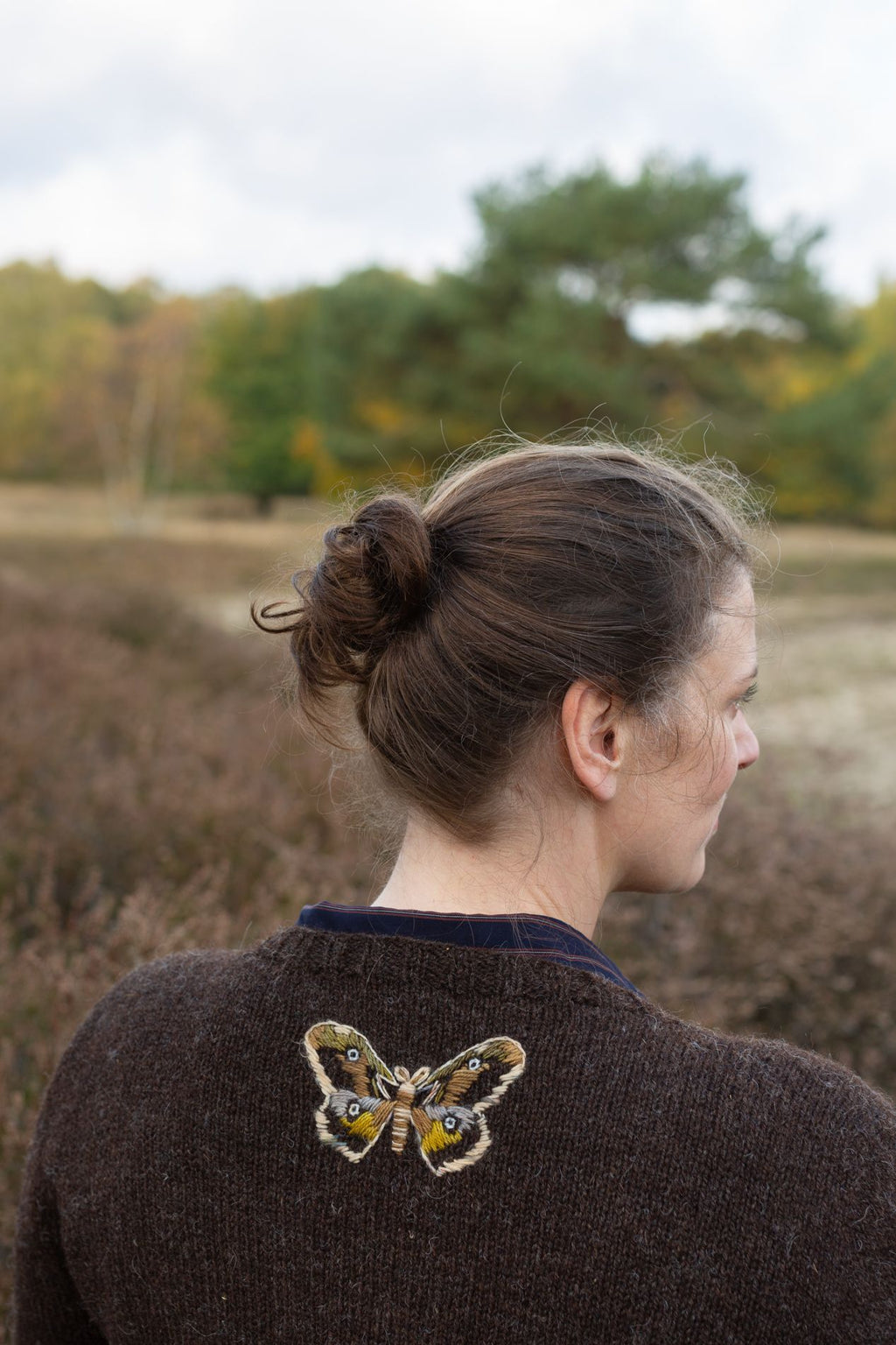 Embroidery on knits - moth sweater