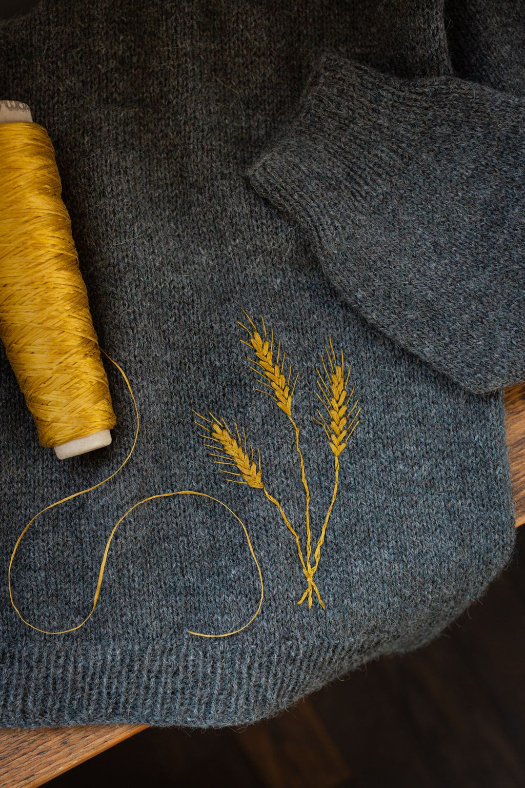 Embroidery on knits - wheat flowers