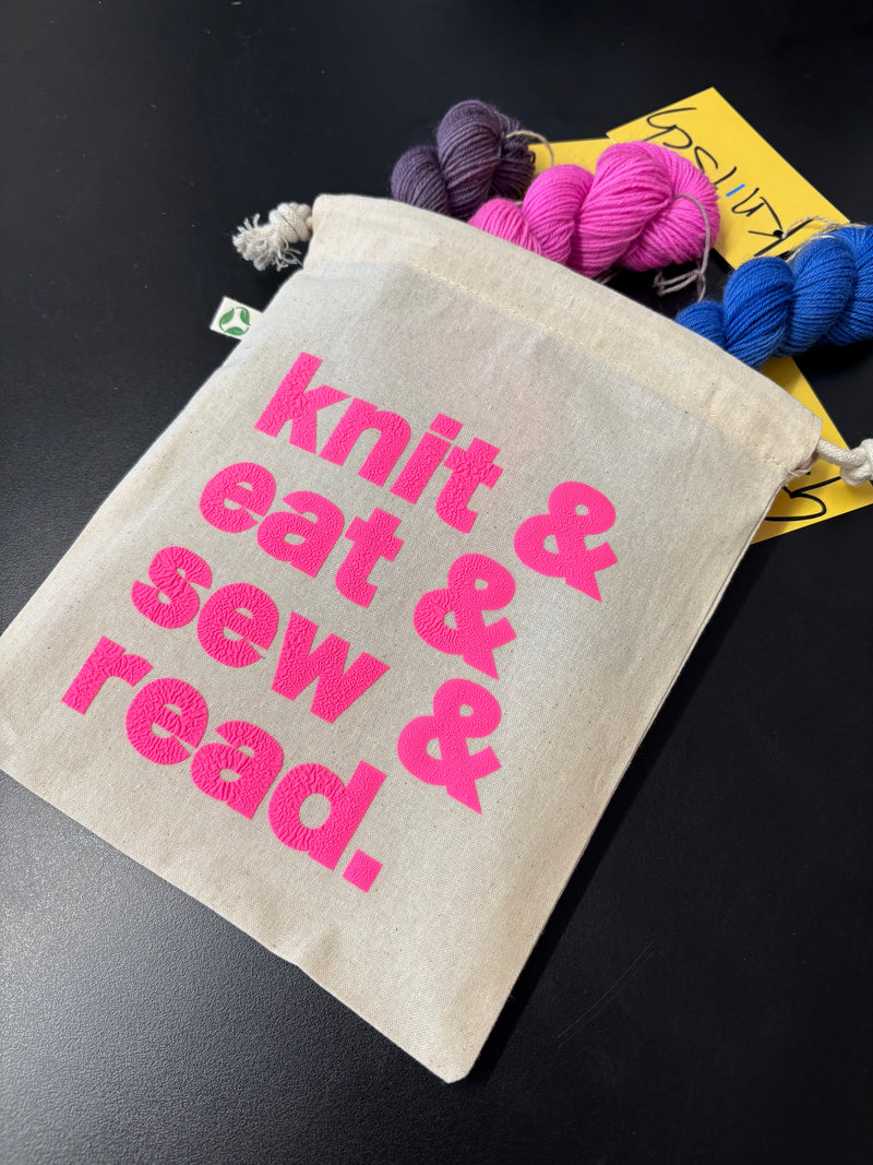 HRYC project bag - knit, eat, sew, read