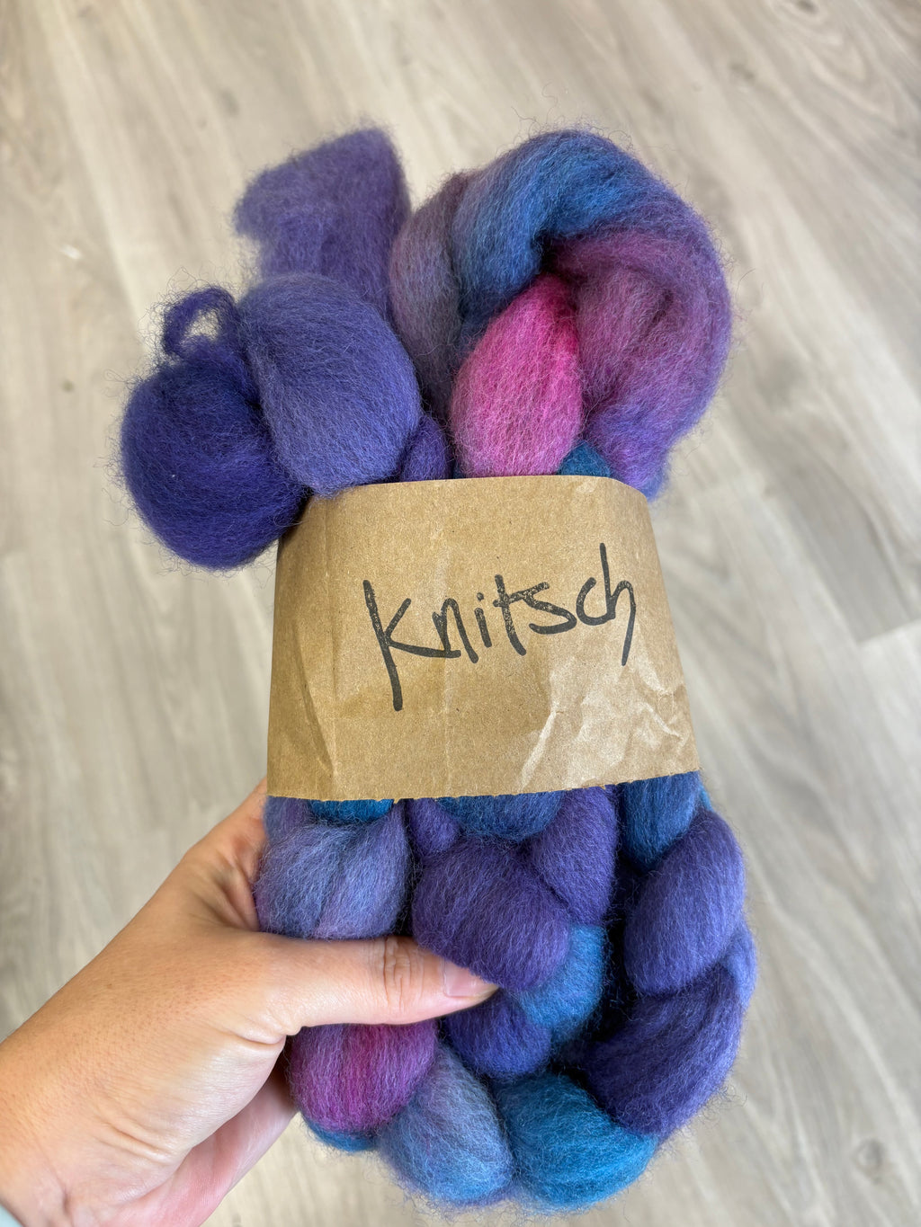 Knitsch hand-dyed Corriedale fibre - Warm hydrangea