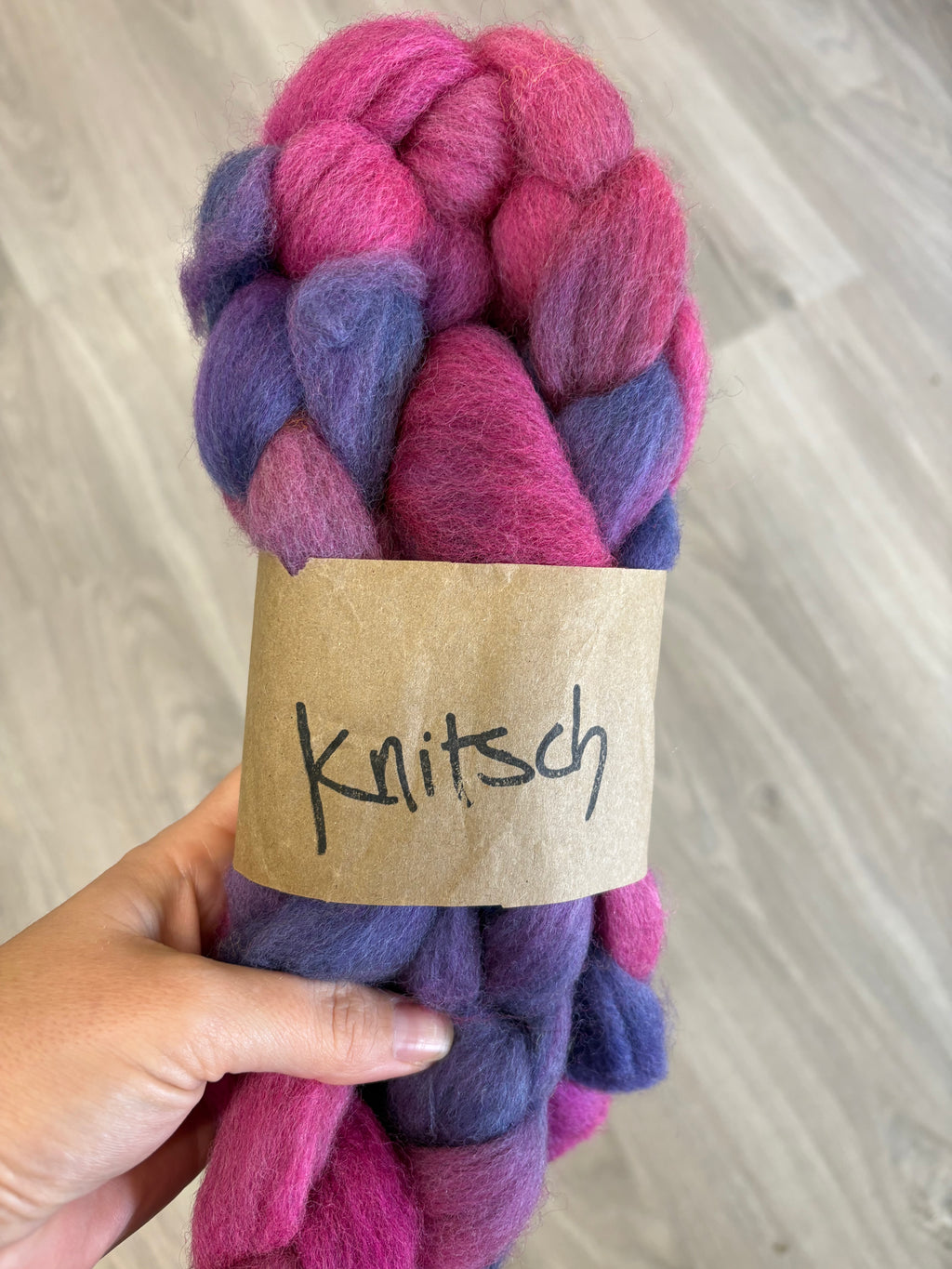 Knitsch hand-dyed Corriedale fibre - Warm hydrangea