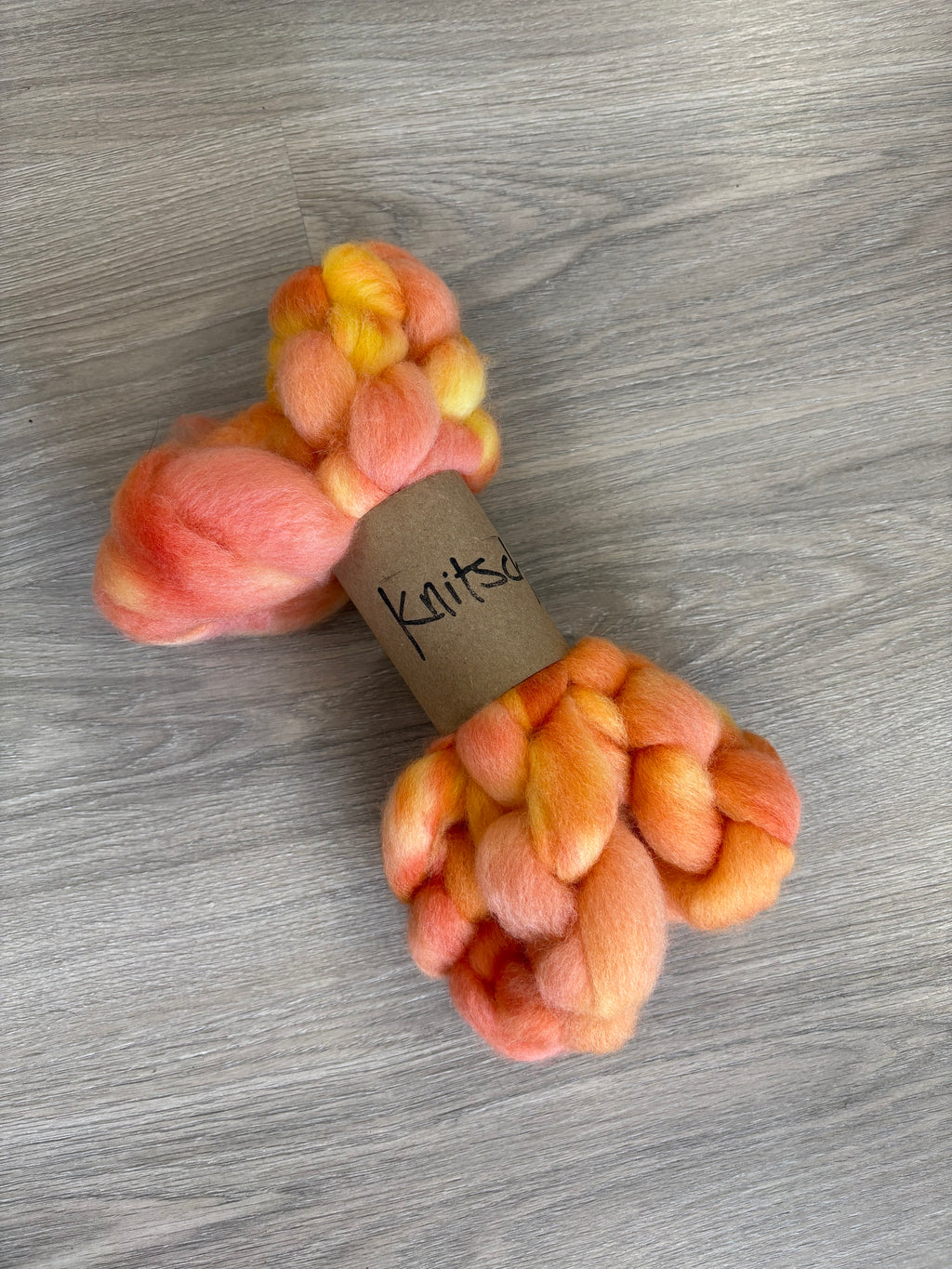 Knitsch hand-dyed Corriedale fibre - Peach Pie
