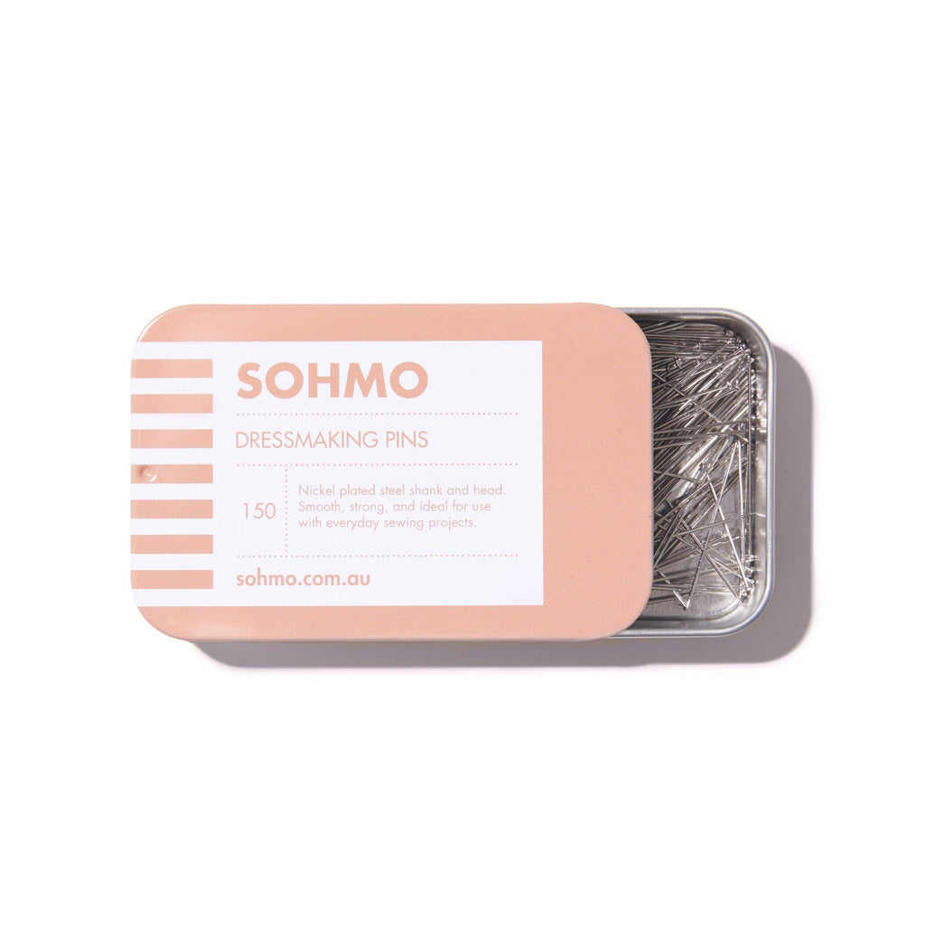 SOHMO Dressmaking Pins — Pack of 150 Nickel-Plated Steel Pins in Reusable Tin