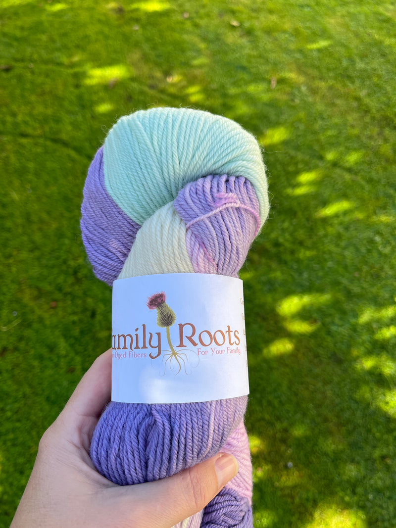 Family Roots DK Set -  Artichoke and purple trim - Re-loved