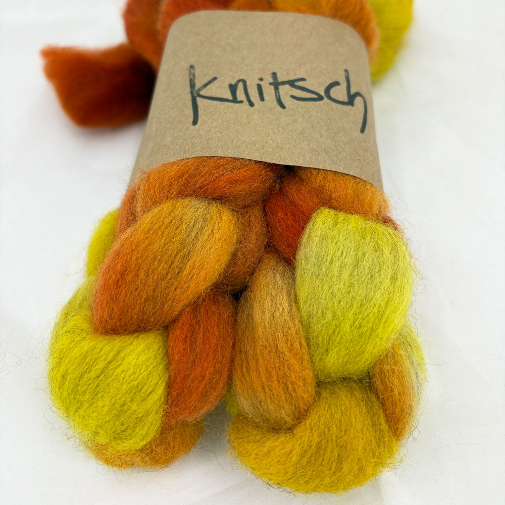 Knitsch hand-dyed Corriedale fibre - Full sun